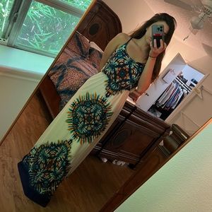 Cream Print Boho Maxi Dress, beach, summer, spring, easter.